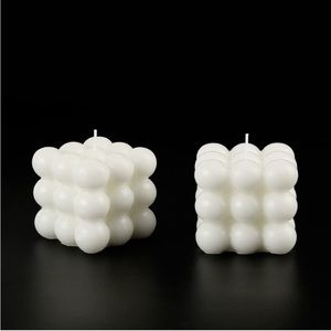 2 Pcs Bubble Candle Home Decoration White Bubble Candle Handmade Cube